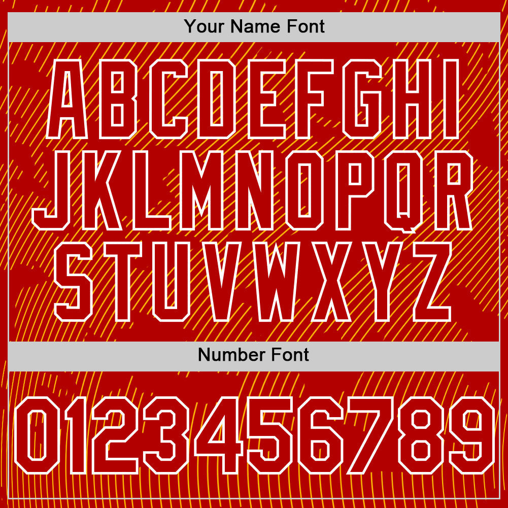 Custom Red Gold-White Curve Lines Authentic Baseball Jersey baseball jersey product view 5