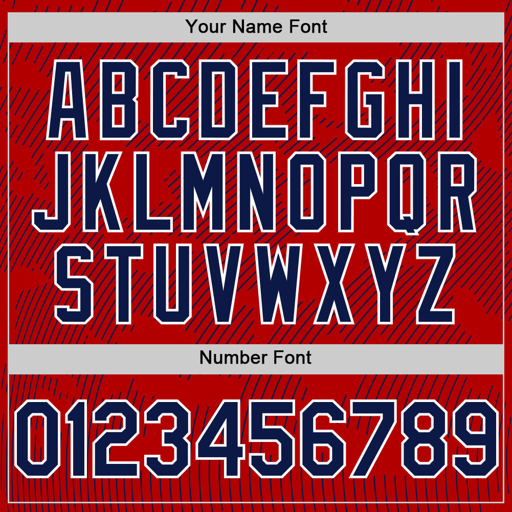 Custom Red Navy-White Curve Lines Authentic Baseball Jersey baseball jersey product view 5
