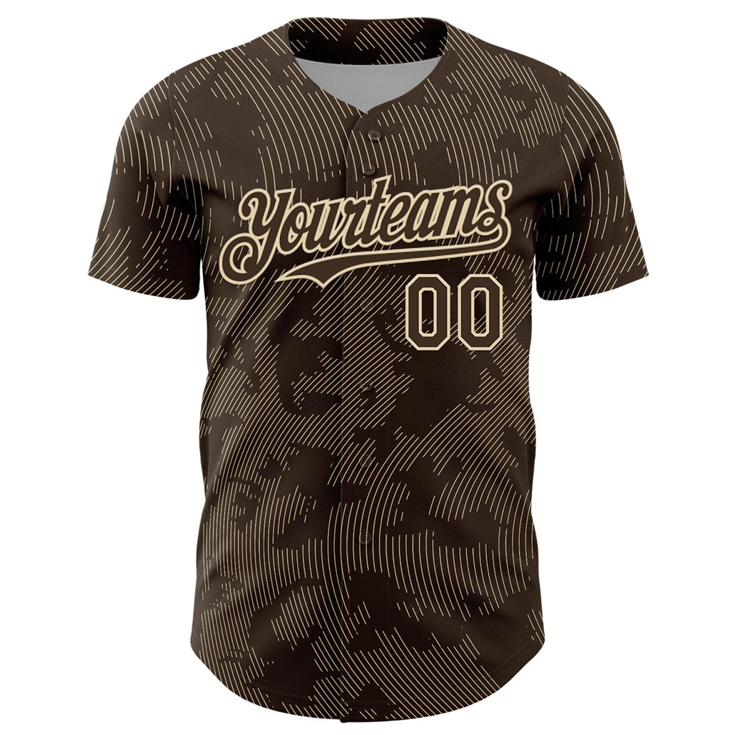 Custom Brown Cream Curve Lines Authentic Baseball Jersey baseball jersey product view 2