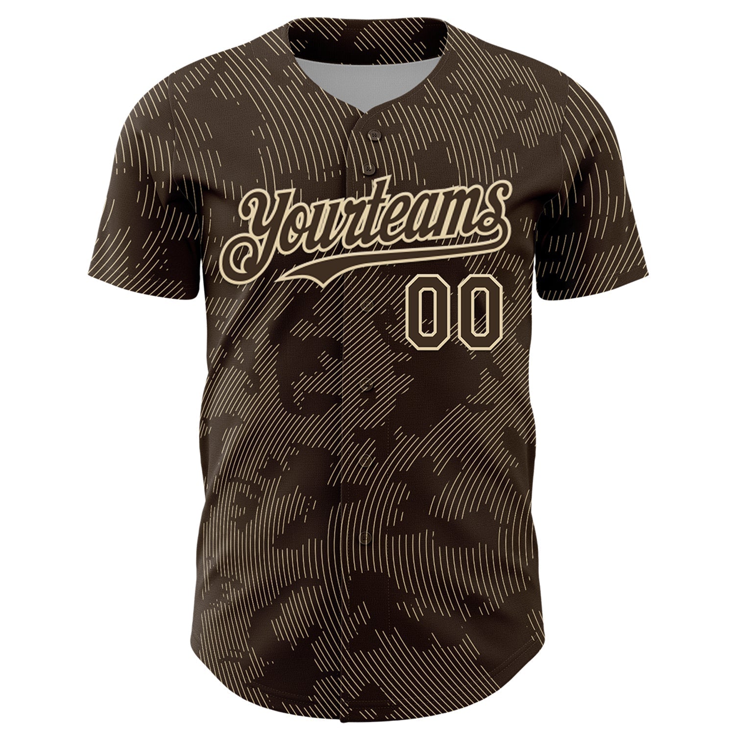 Custom Brown Cream Curve Lines Authentic Baseball Jersey baseball jersey product view 2