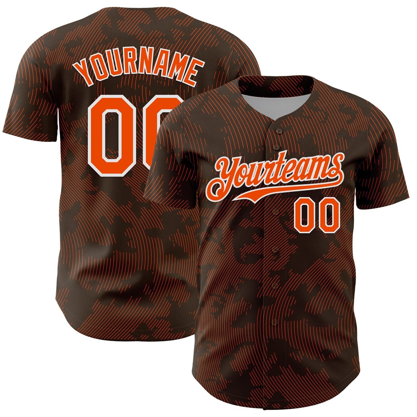 Custom Brown Orange-White Curve Lines Authentic Baseball Jersey baseball jersey product view 1