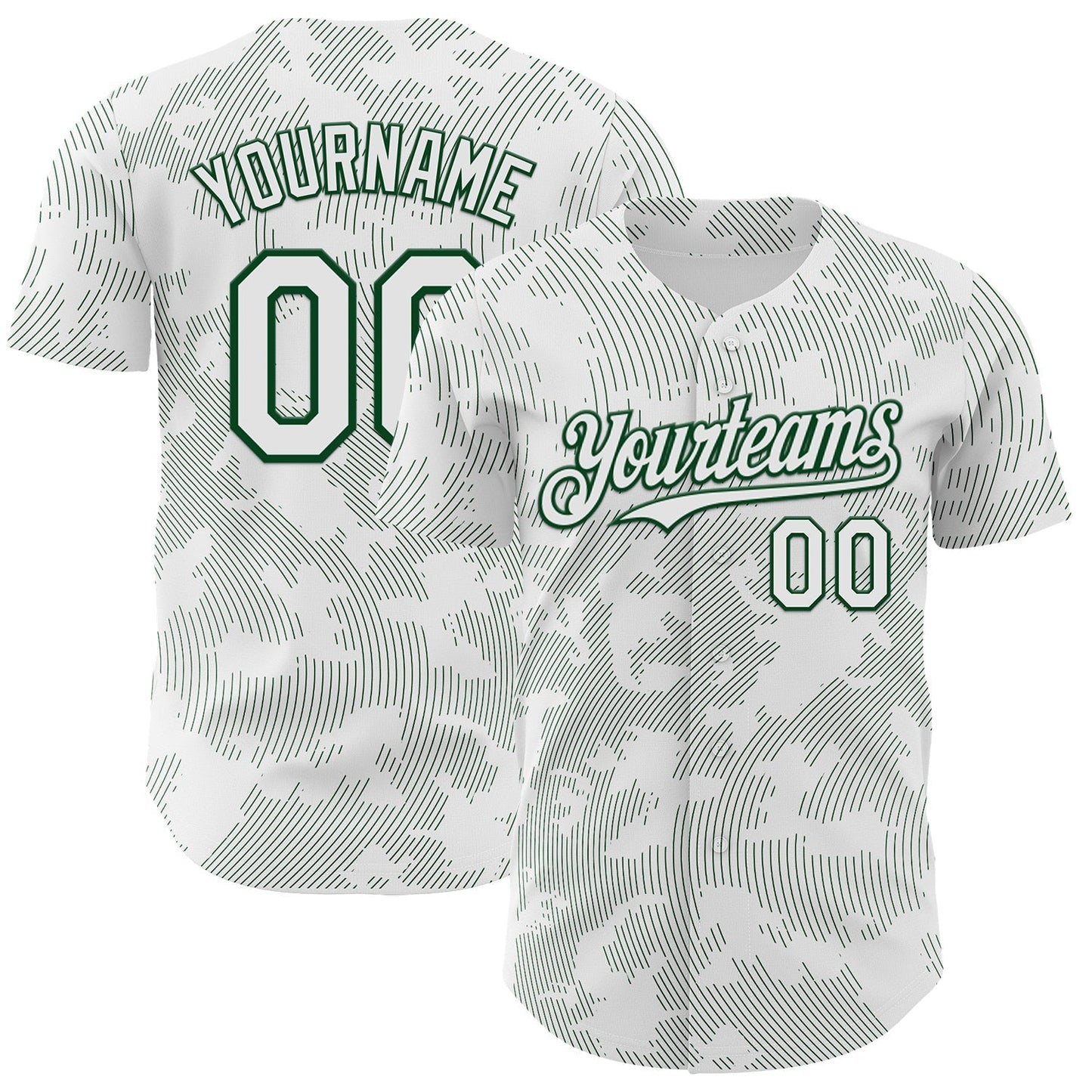 Custom White Green Curve Lines Authentic Baseball Jersey baseball jersey product view 1