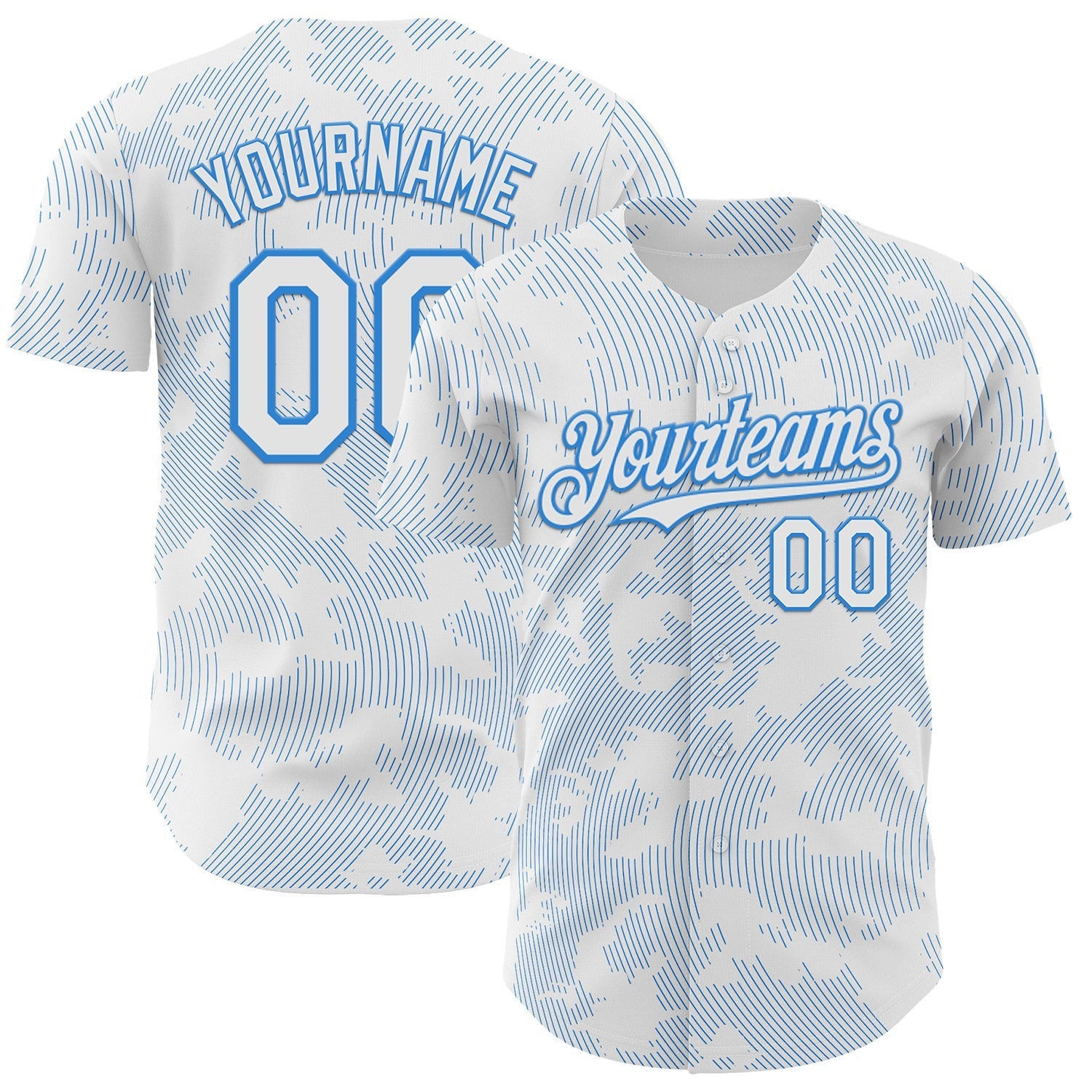 Custom White Electric Blue Curve Lines Authentic Baseball Jersey baseball jersey product view 1