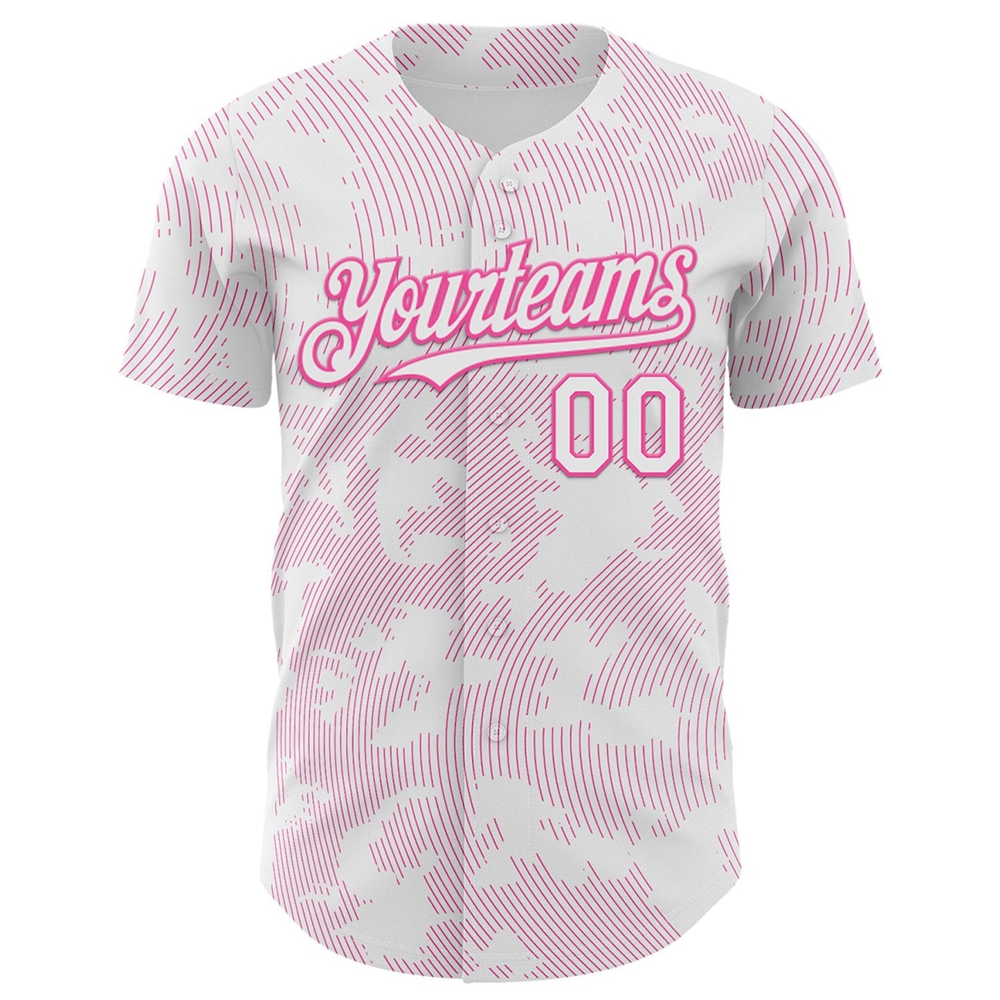 Custom White Pink Curve Lines Authentic Baseball Jersey baseball jersey product view 2