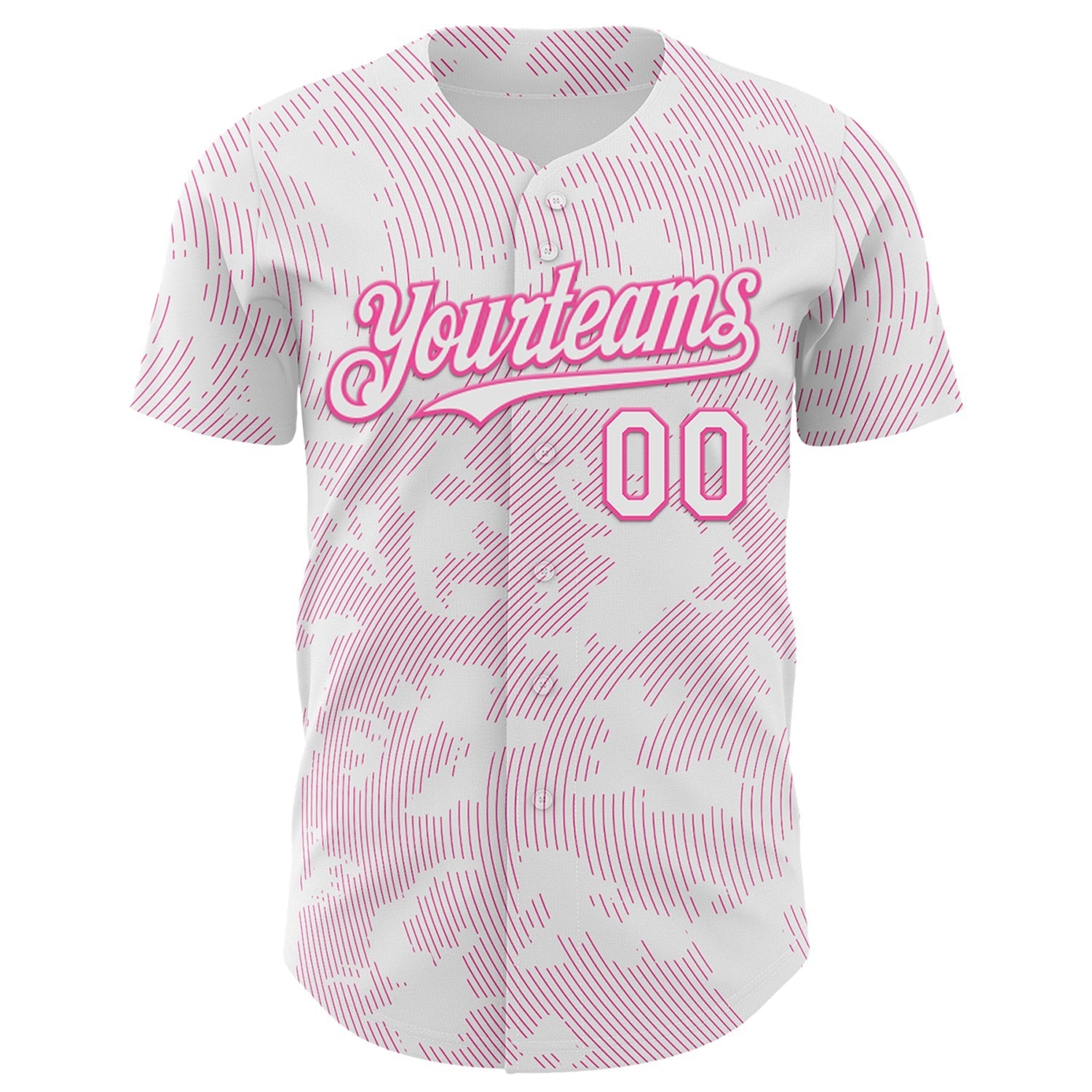 Custom White Pink Curve Lines Authentic Baseball Jersey baseball jersey product view 2