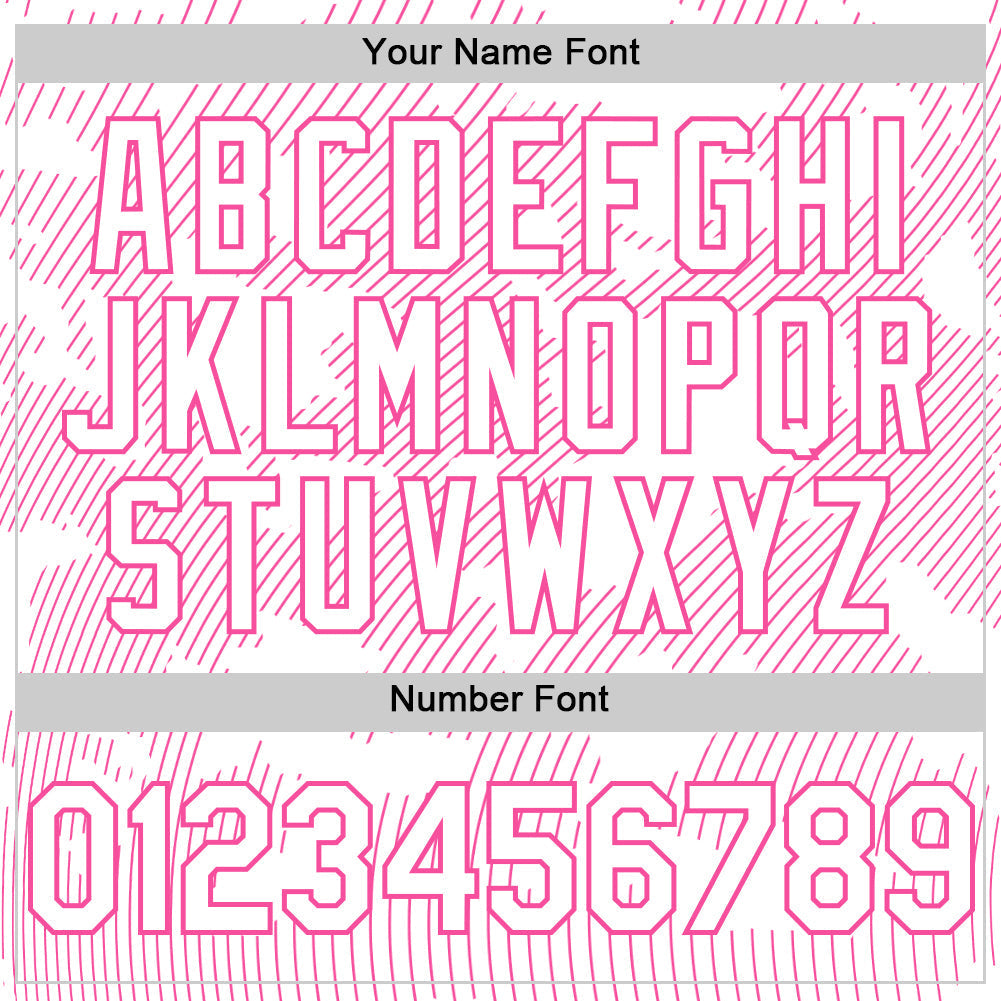 Custom White Pink Curve Lines Authentic Baseball Jersey baseball jersey product view 5
