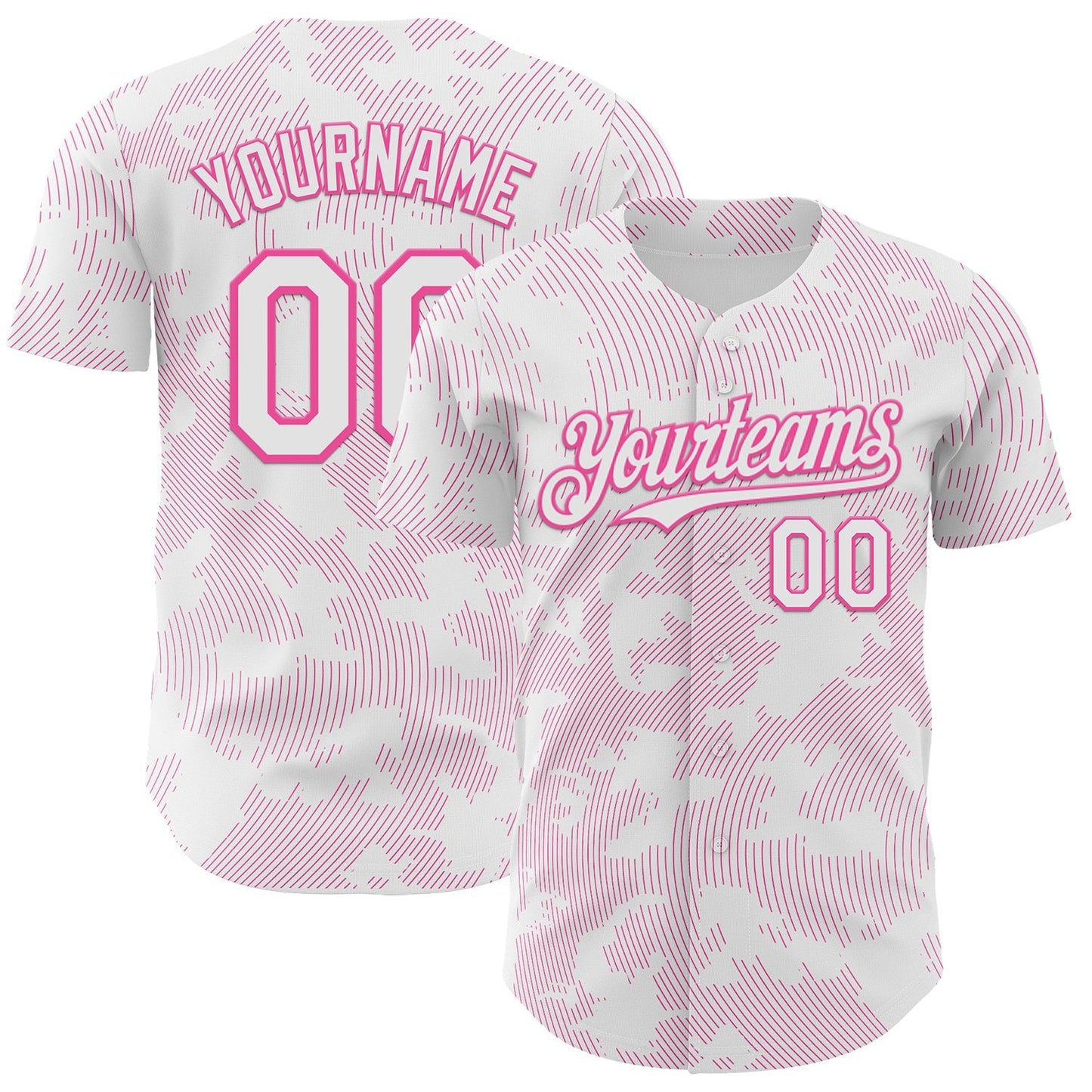 Custom White Pink Curve Lines Authentic Baseball Jersey baseball jersey product view 1
