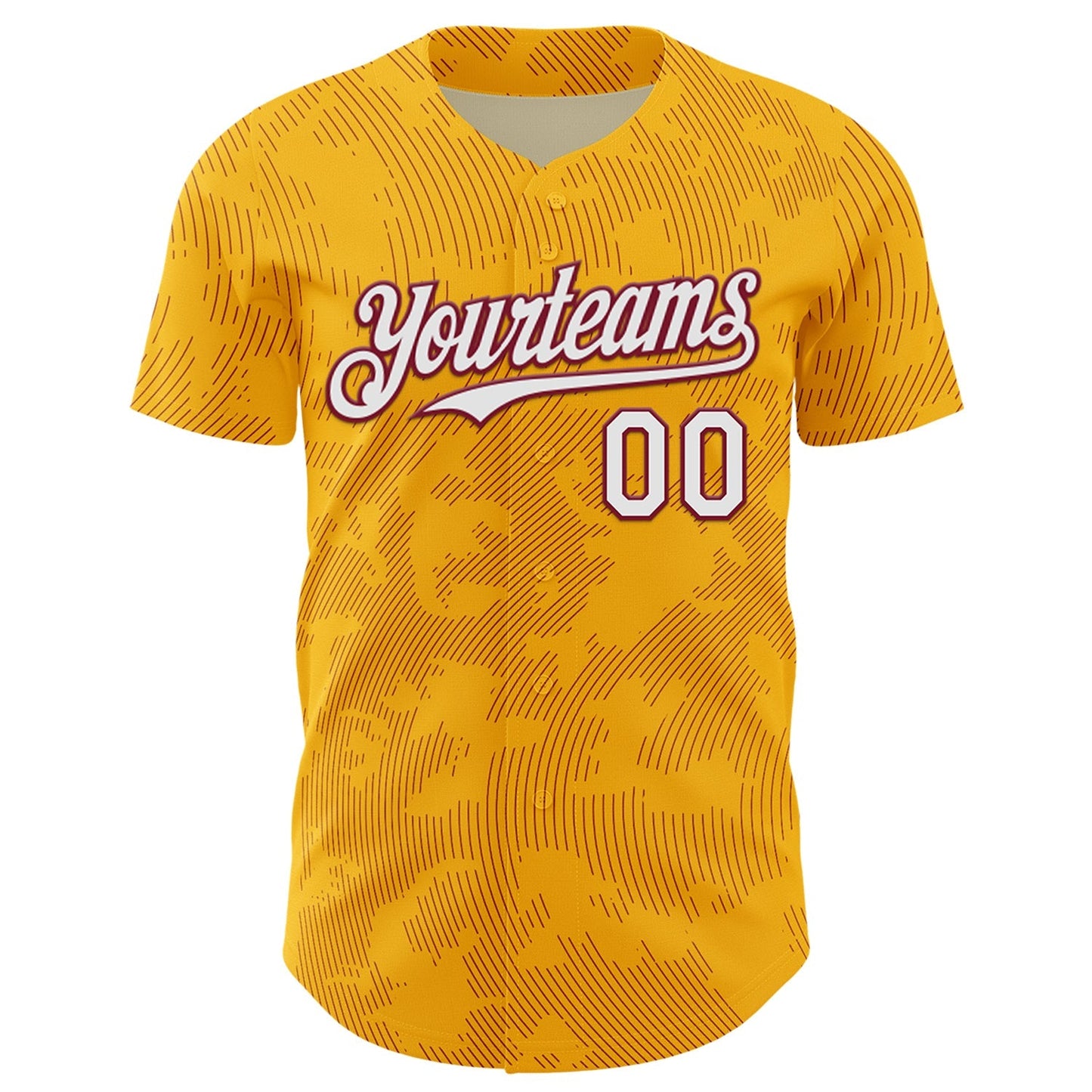 Custom Gold White-Crimson Curve Lines Authentic Baseball Jersey baseball jersey product view 2