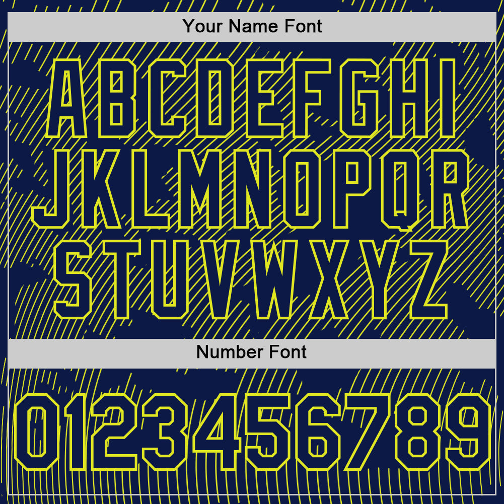 Custom Navy Neon Yellow Curve Lines Authentic Baseball Jersey baseball jersey product view 5