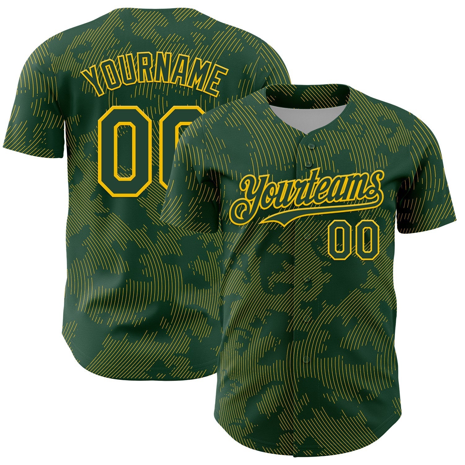 Custom Green Yellow Curve Lines Authentic Baseball Jersey baseball jersey product view 1