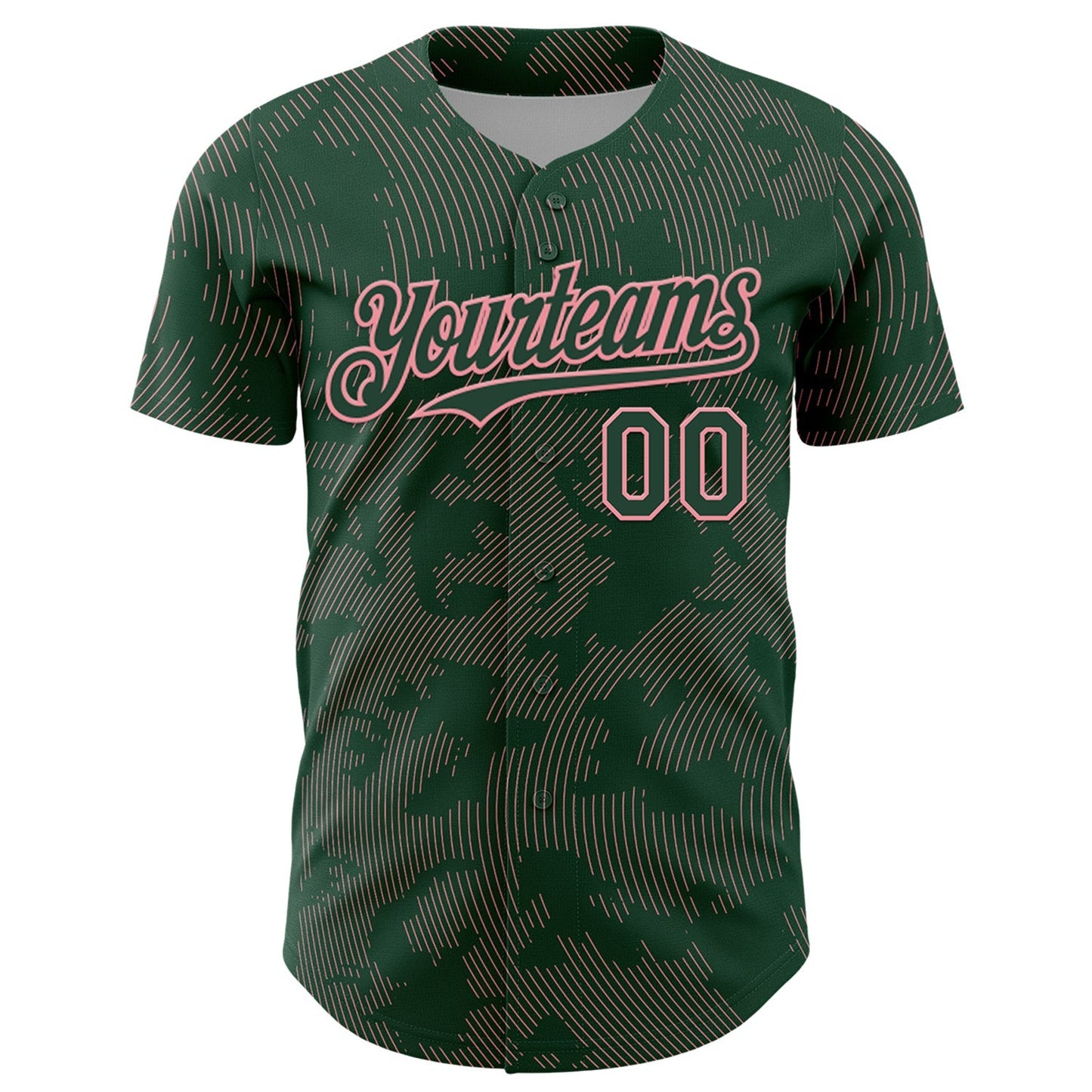 Custom Green Medium Pink Curve Lines Authentic Baseball Jersey baseball jersey product view 2