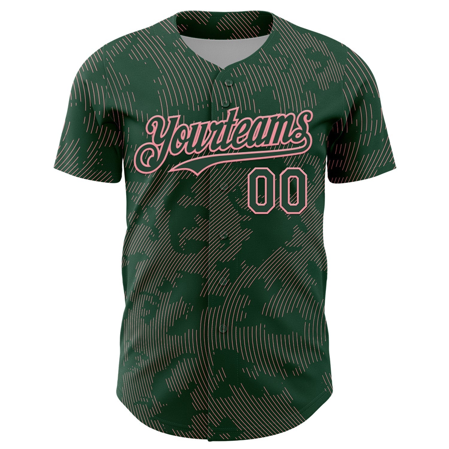 Custom Green Medium Pink Curve Lines Authentic Baseball Jersey baseball jersey product view 2