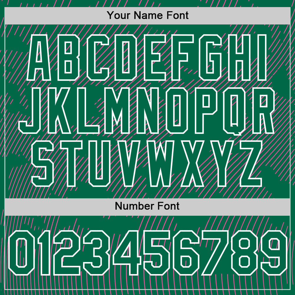 Custom Kelly Green Pink-White Curve Lines Authentic Baseball Jersey baseball jersey product view 5