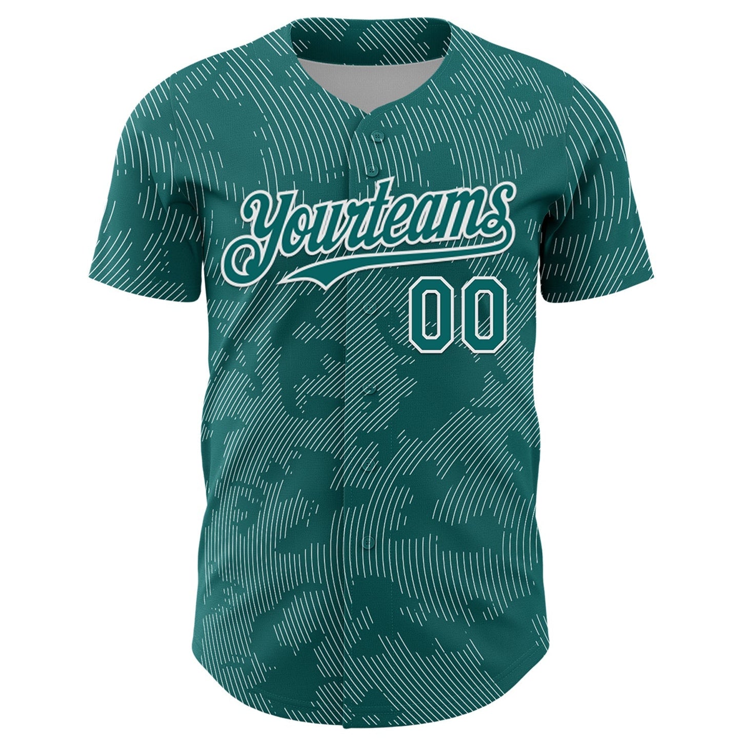 Custom Teal White Curve Lines Authentic Baseball Jersey baseball jersey product view 2