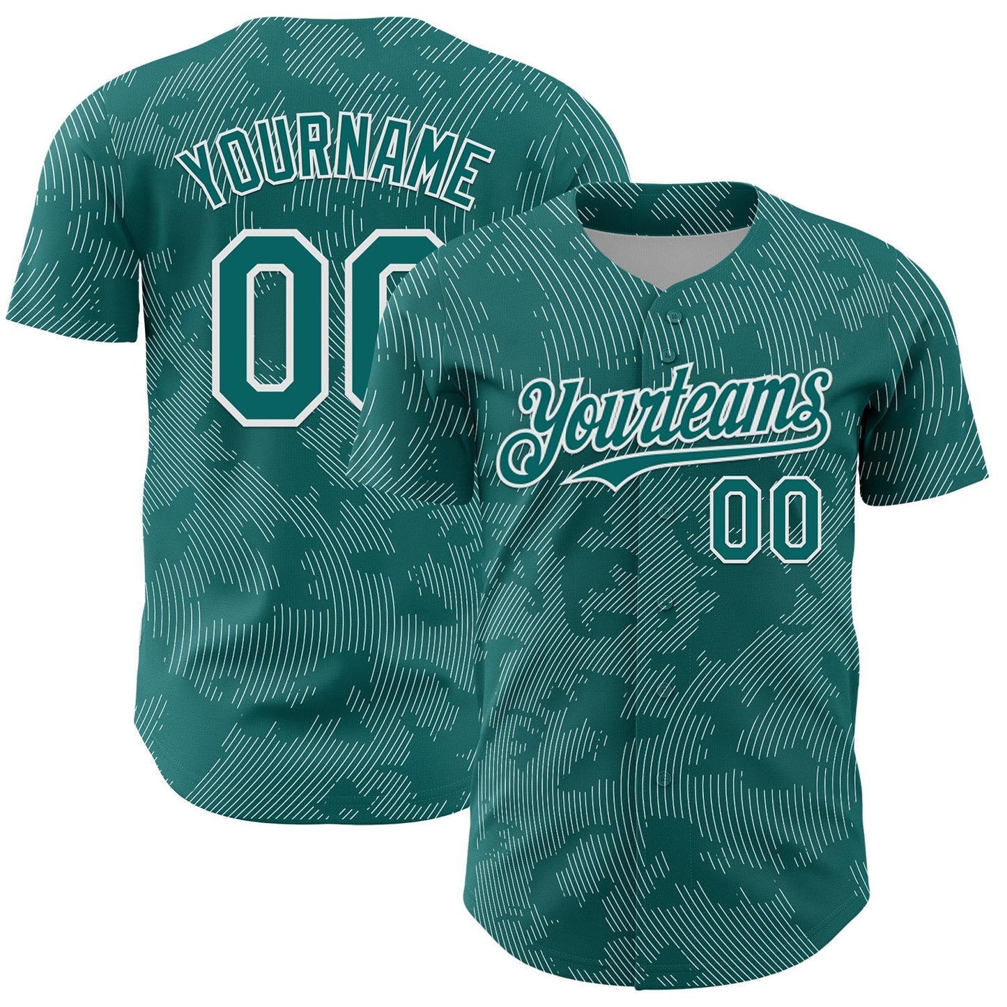 Custom Teal White Curve Lines Authentic Baseball Jersey baseball jersey product view 1