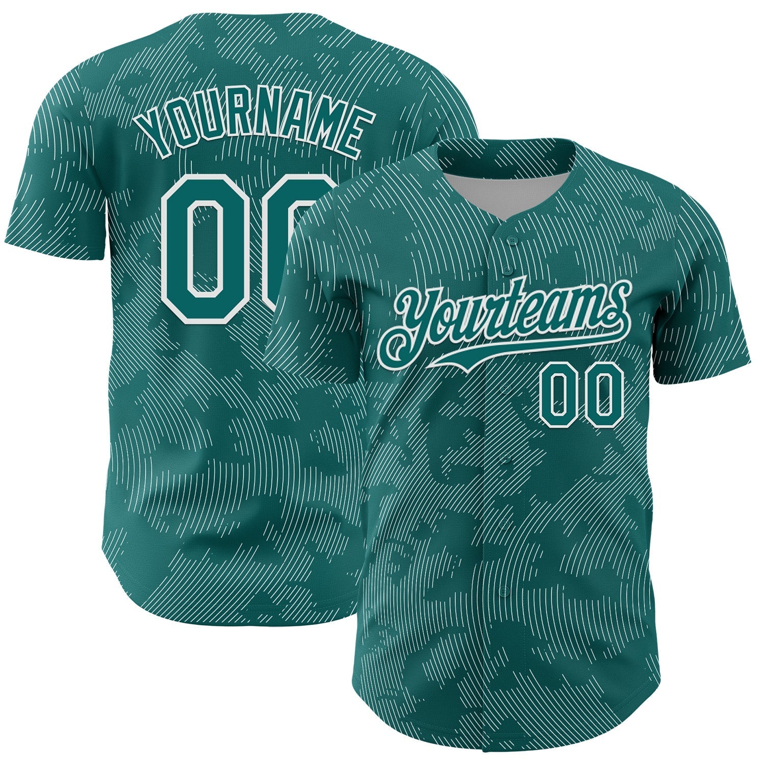 Custom Teal White Curve Lines Authentic Baseball Jersey baseball jersey product view 1