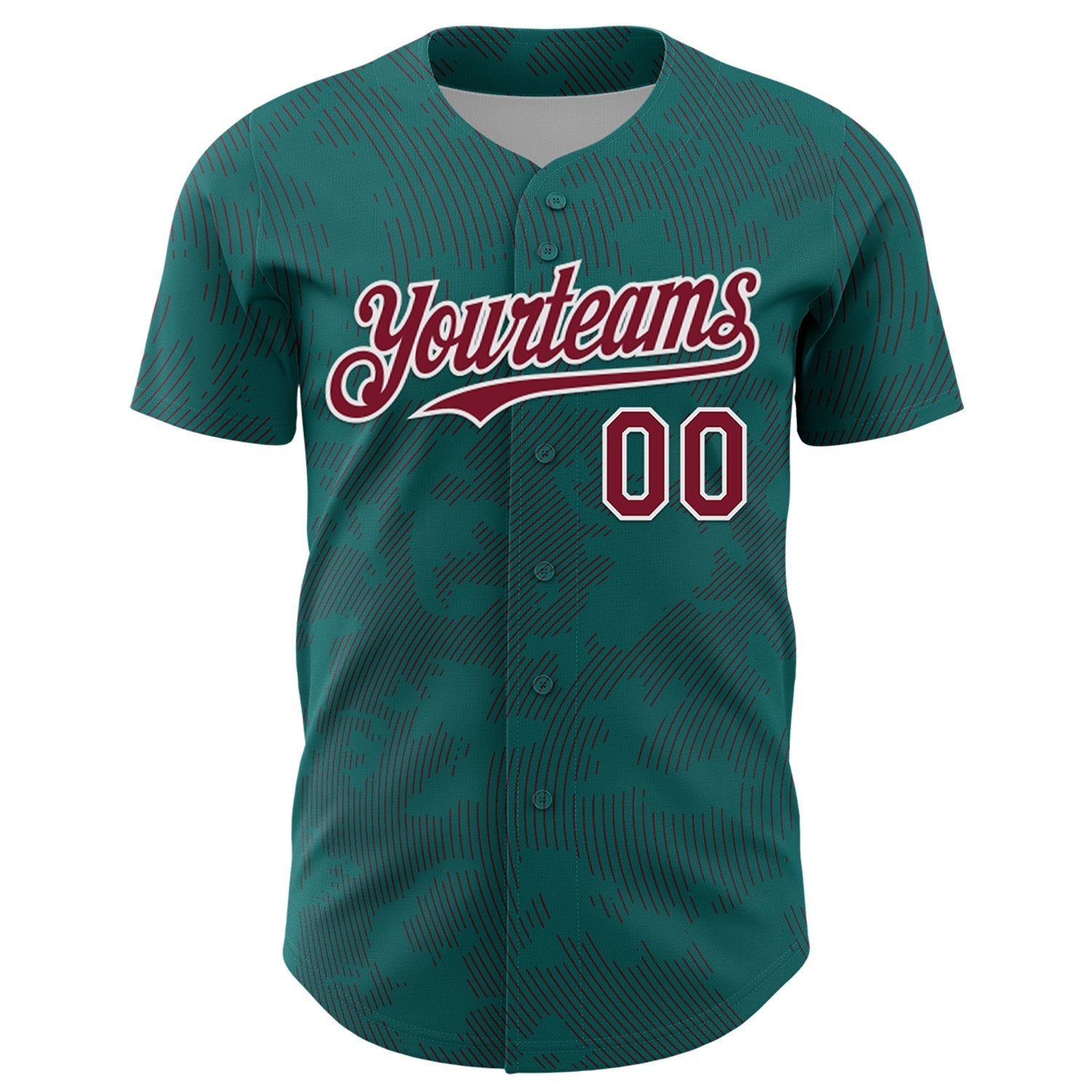 Custom Teal Crimson-White Curve Lines Authentic Baseball Jersey baseball jersey product view 2