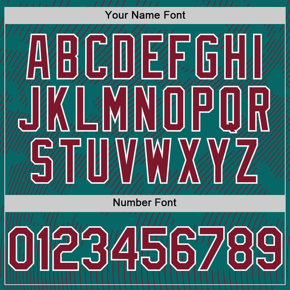 Custom Teal Crimson-White Curve Lines Authentic Baseball Jersey baseball jersey product view 5