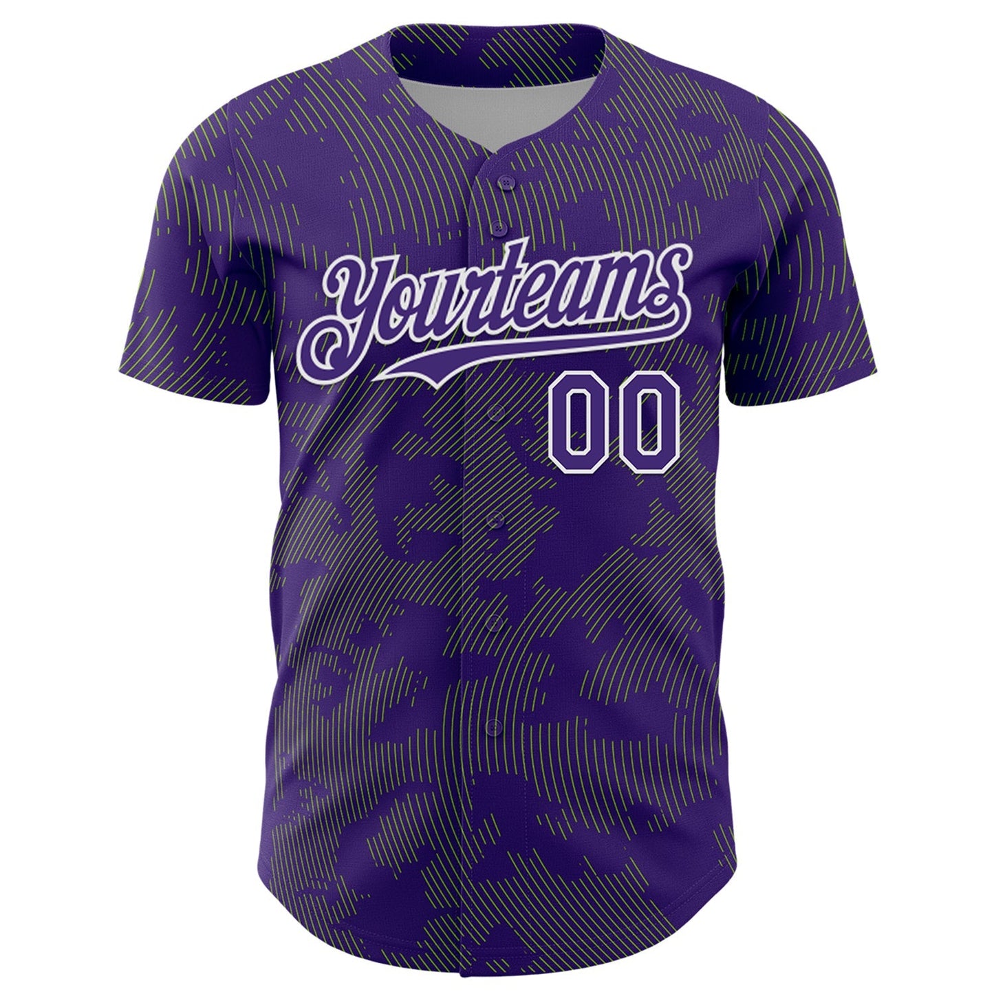 Custom Purple Neon Green-White Curve Lines Authentic Baseball Jersey baseball jersey product view 2