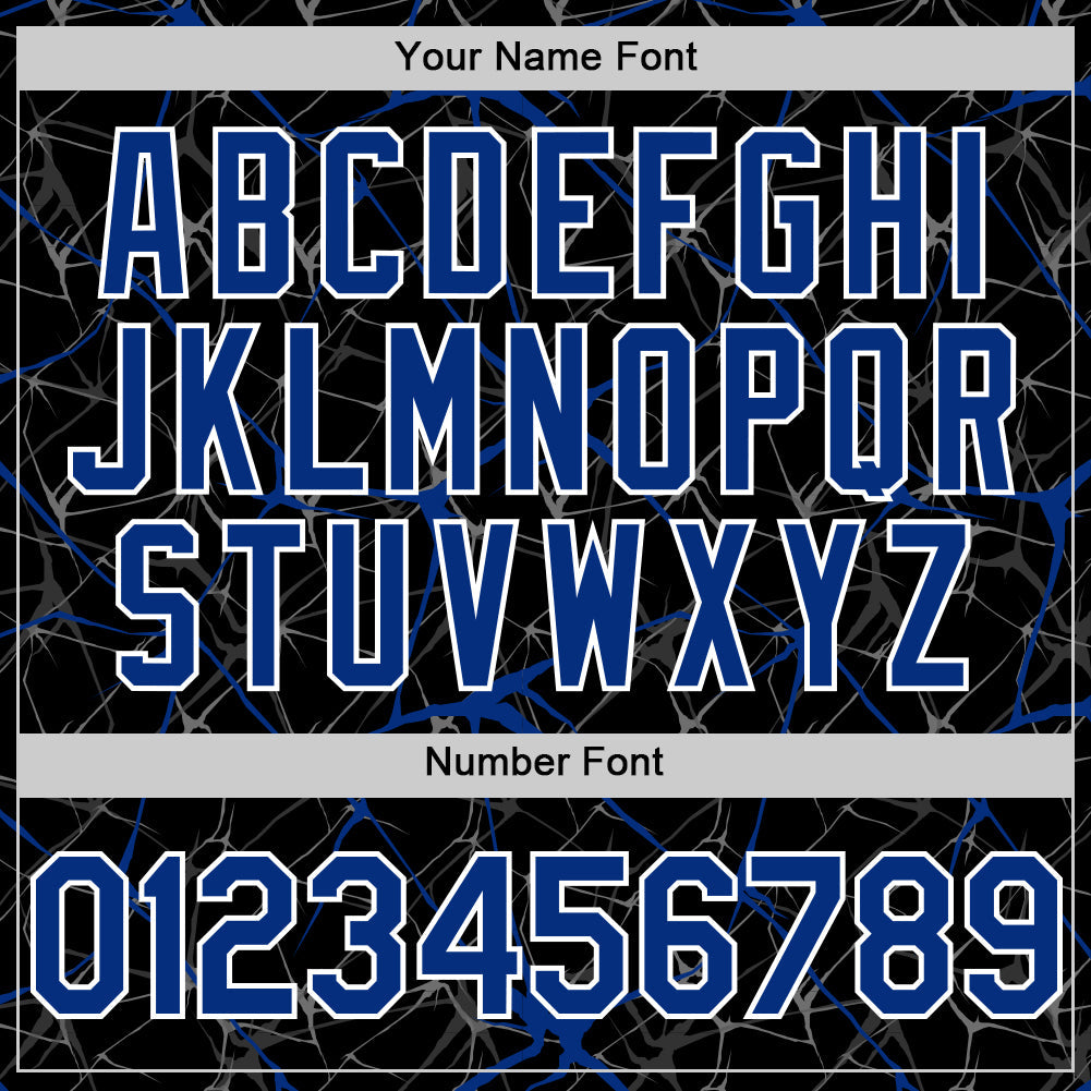Custom Black Royal-White 3D Pattern Design Abstract Network Authentic Baseball Jersey baseball jersey product view 5