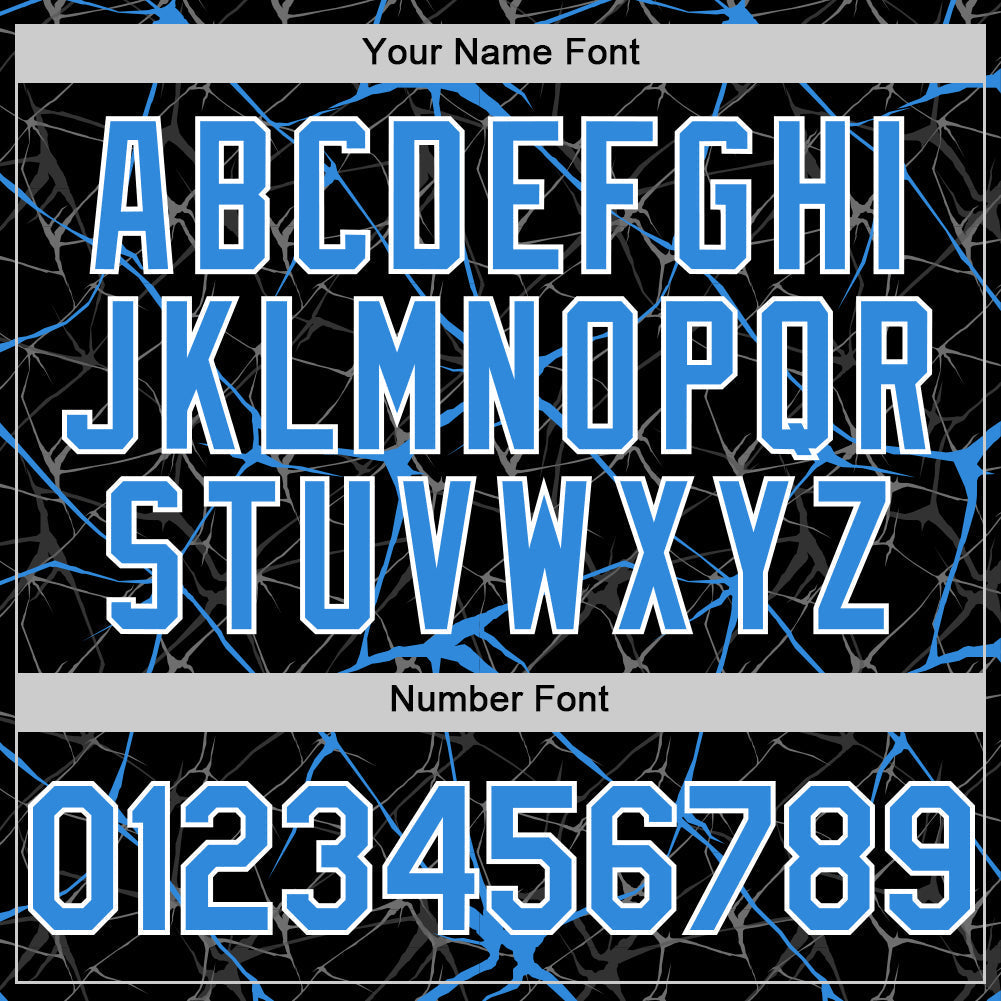 Custom Black Electric Blue-White 3D Pattern Design Abstract Network Authentic Baseball Jersey baseball jersey product view 5