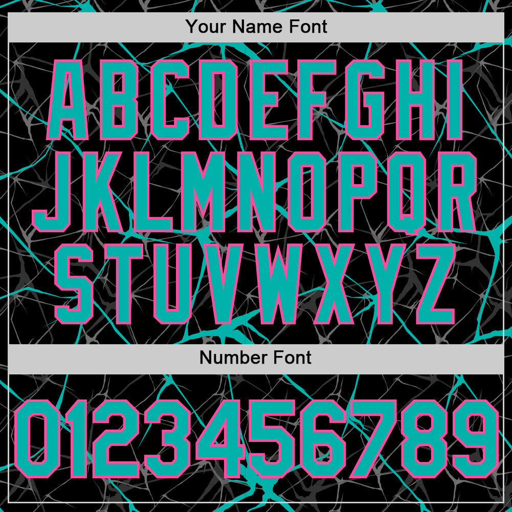 Custom Black Aqua-Pink 3D Pattern Design Abstract Network Authentic Baseball Jersey baseball jersey product view 5
