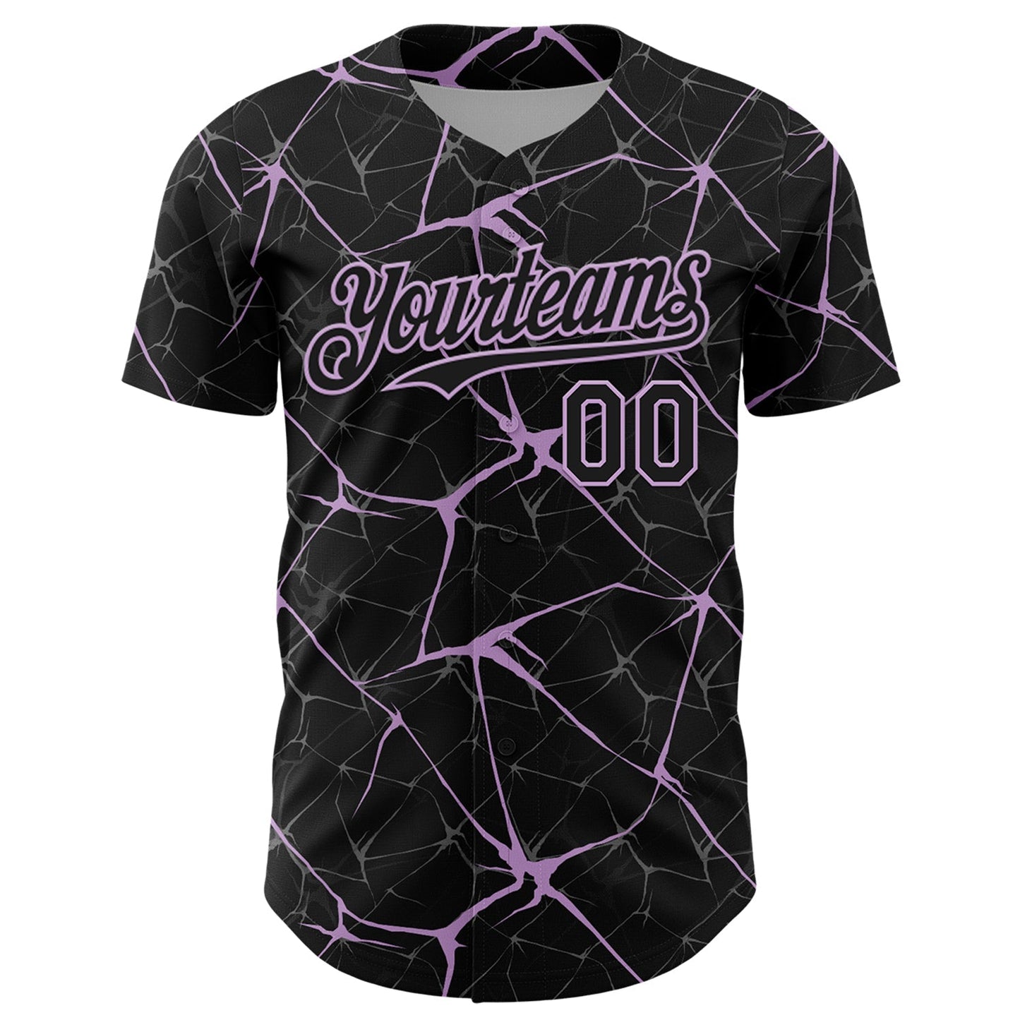 Custom Black Light Purple 3D Pattern Design Abstract Network Authentic Baseball Jersey baseball jersey product view 2