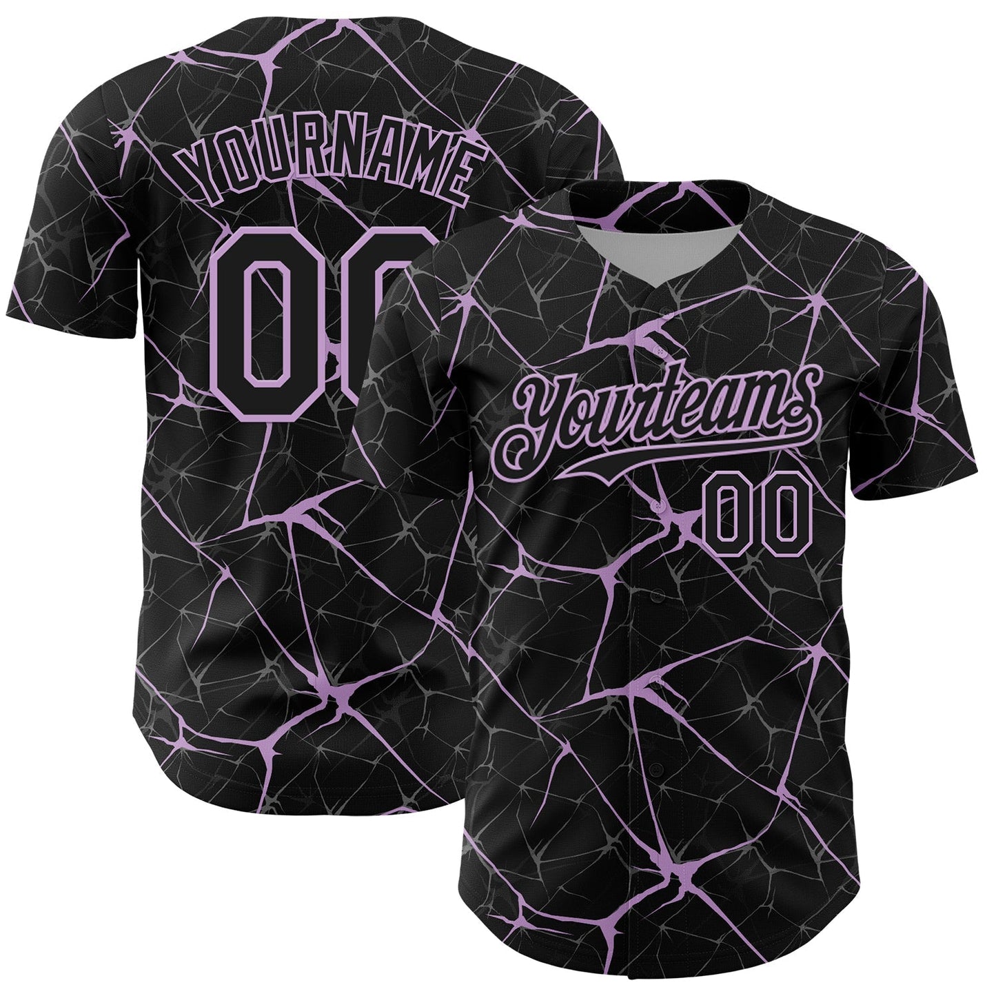 Custom Black Light Purple 3D Pattern Design Abstract Network Authentic Baseball Jersey baseball jersey product view 1