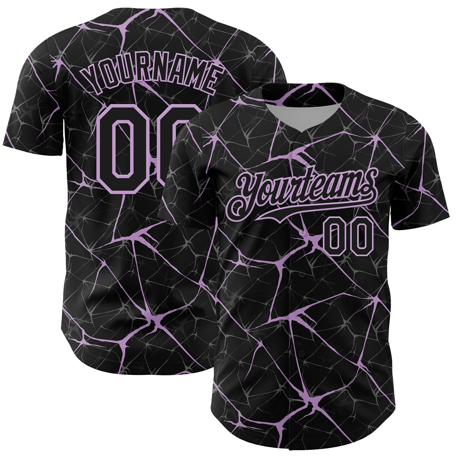 Custom Black Light Purple 3D Pattern Design Abstract Network Authentic Baseball Jersey baseball jersey product view 1