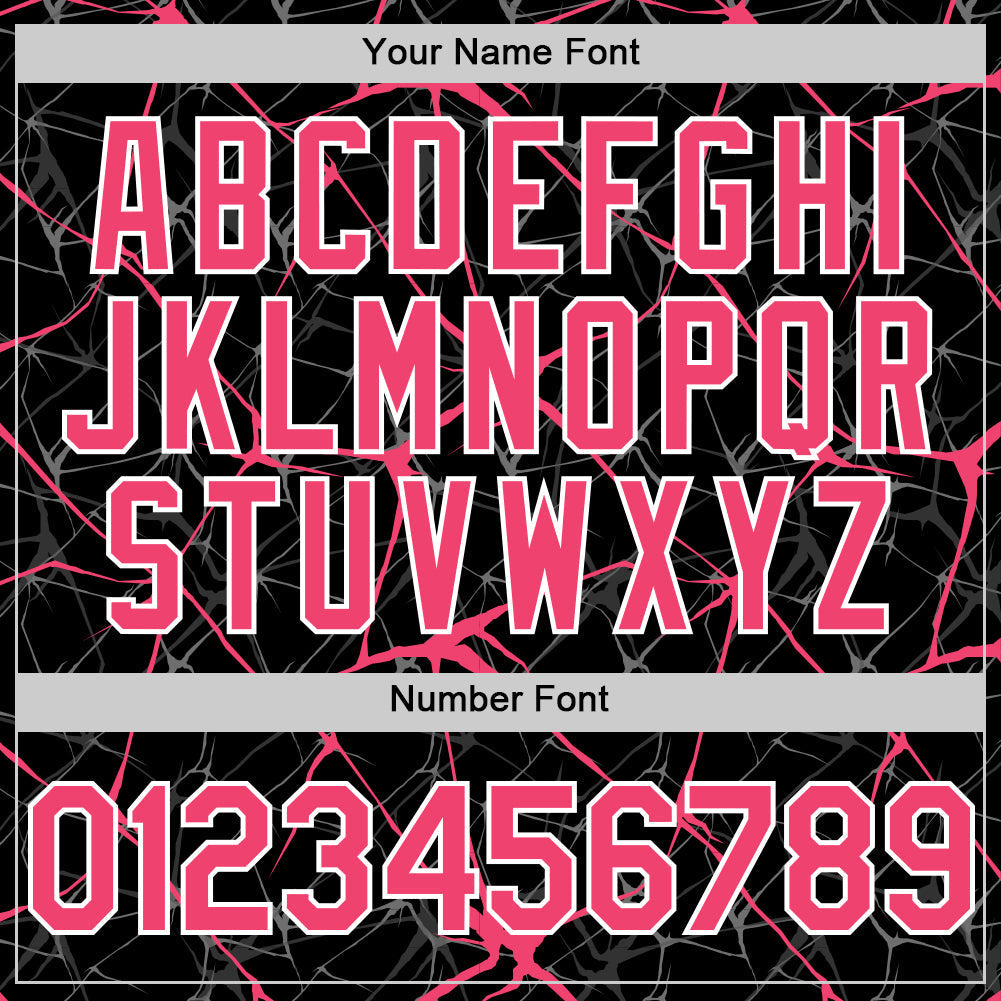 Custom Black Neon Pink-White 3D Pattern Design Abstract Network Authentic Baseball Jersey baseball jersey product view 5