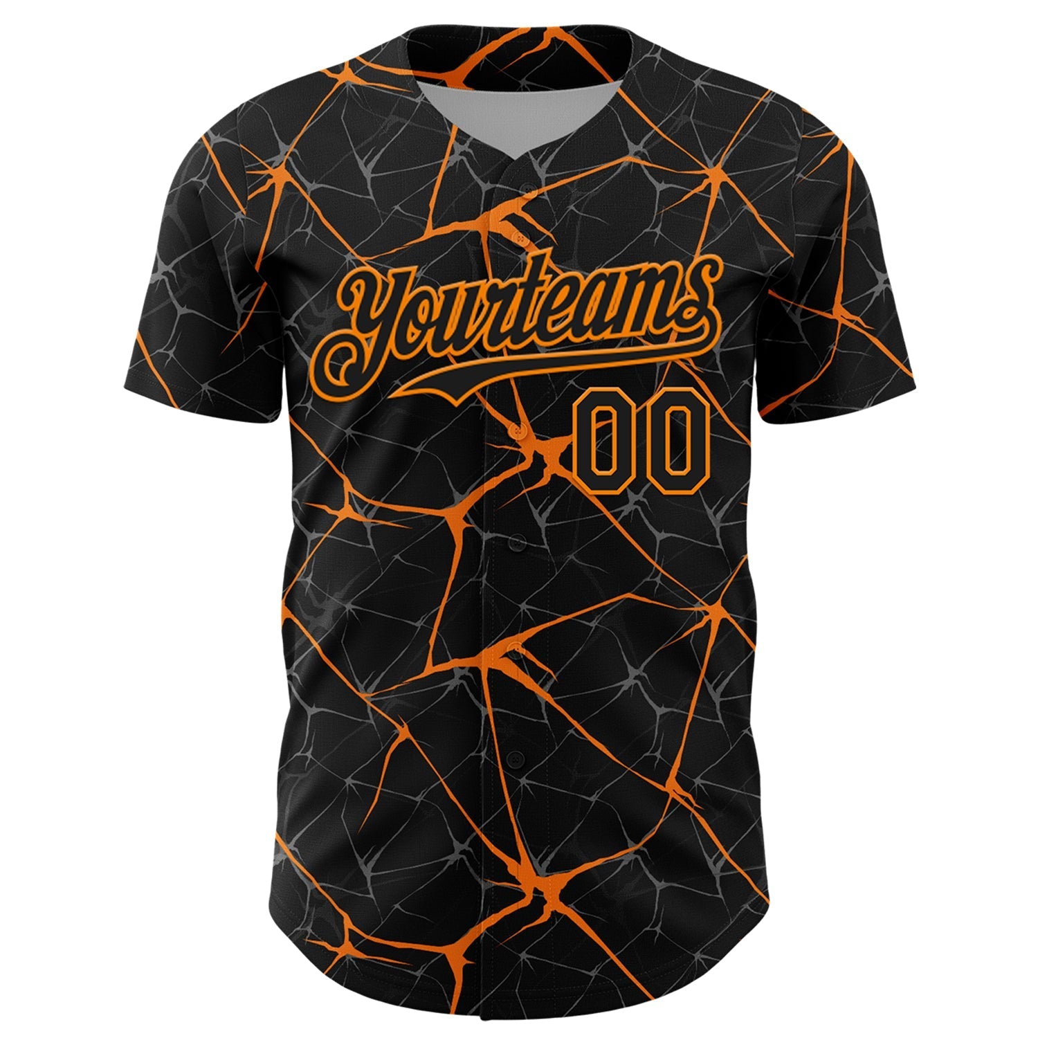 Custom Black Bay Orange 3D Pattern Design Abstract Network Authentic Baseball Jersey baseball jersey product view 2