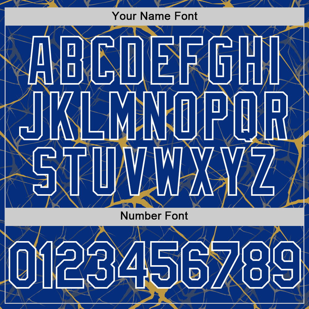 Custom Royal Old Gold-White 3D Pattern Design Abstract Network Authentic Baseball Jersey baseball jersey product view 5