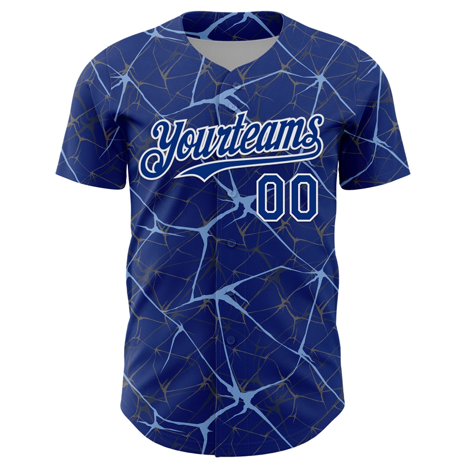 Custom Royal Light Blue-White 3D Pattern Design Abstract Network Authentic Baseball Jersey baseball jersey product view 2