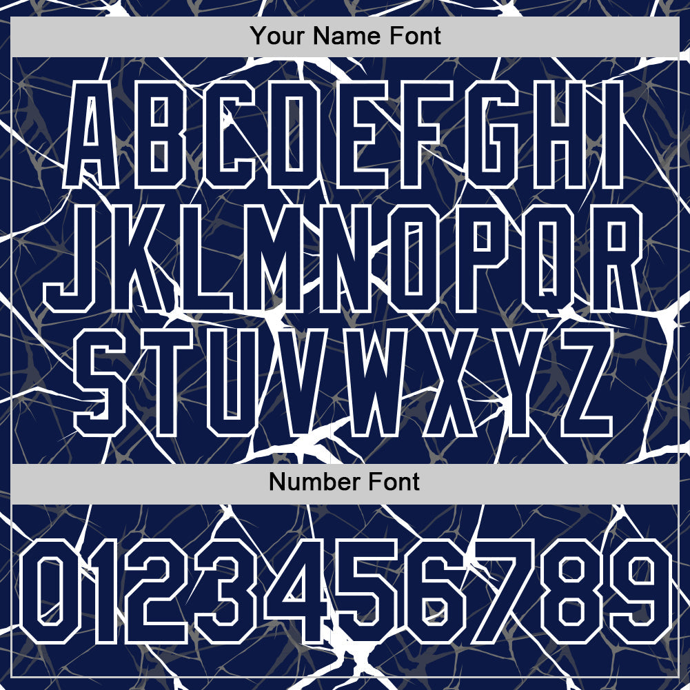 Custom Navy White 3D Pattern Design Abstract Network Authentic Baseball Jersey baseball jersey product view 5