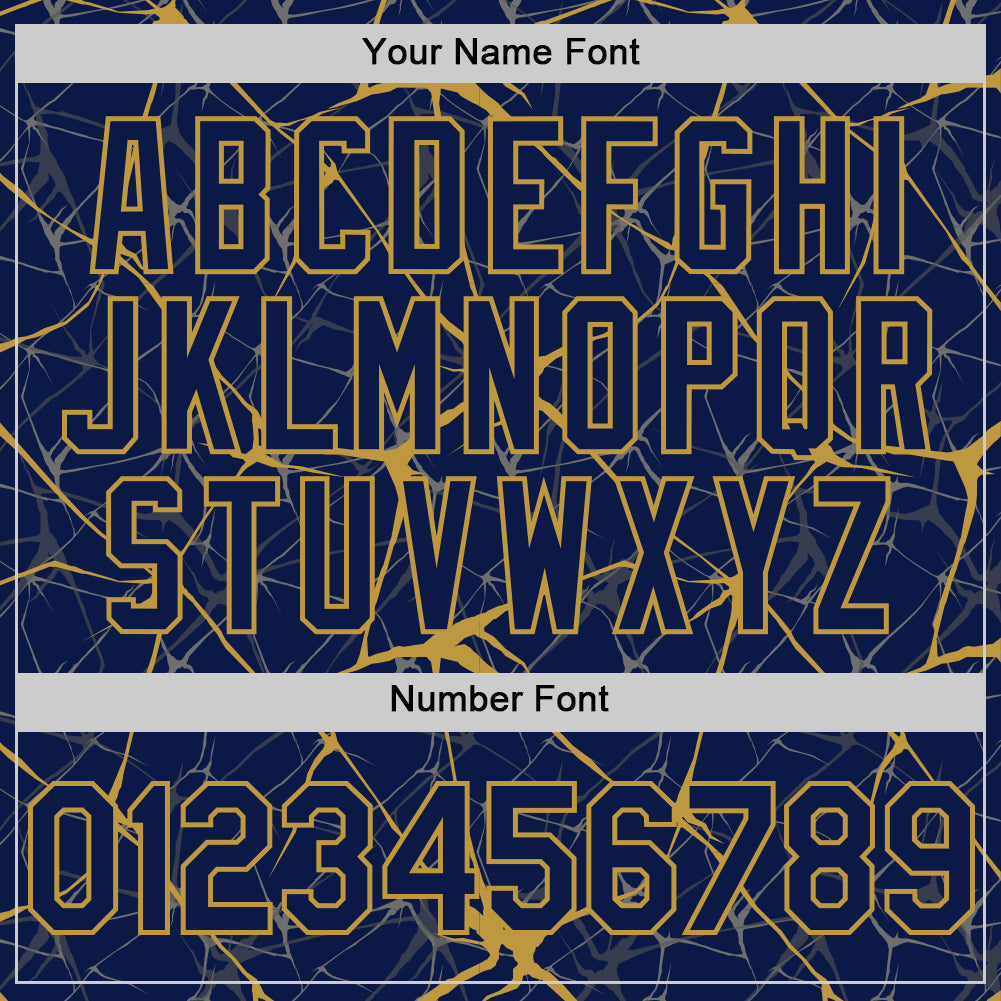 Custom Navy Old Gold 3D Pattern Design Abstract Network Authentic Baseball Jersey baseball jersey product view 5
