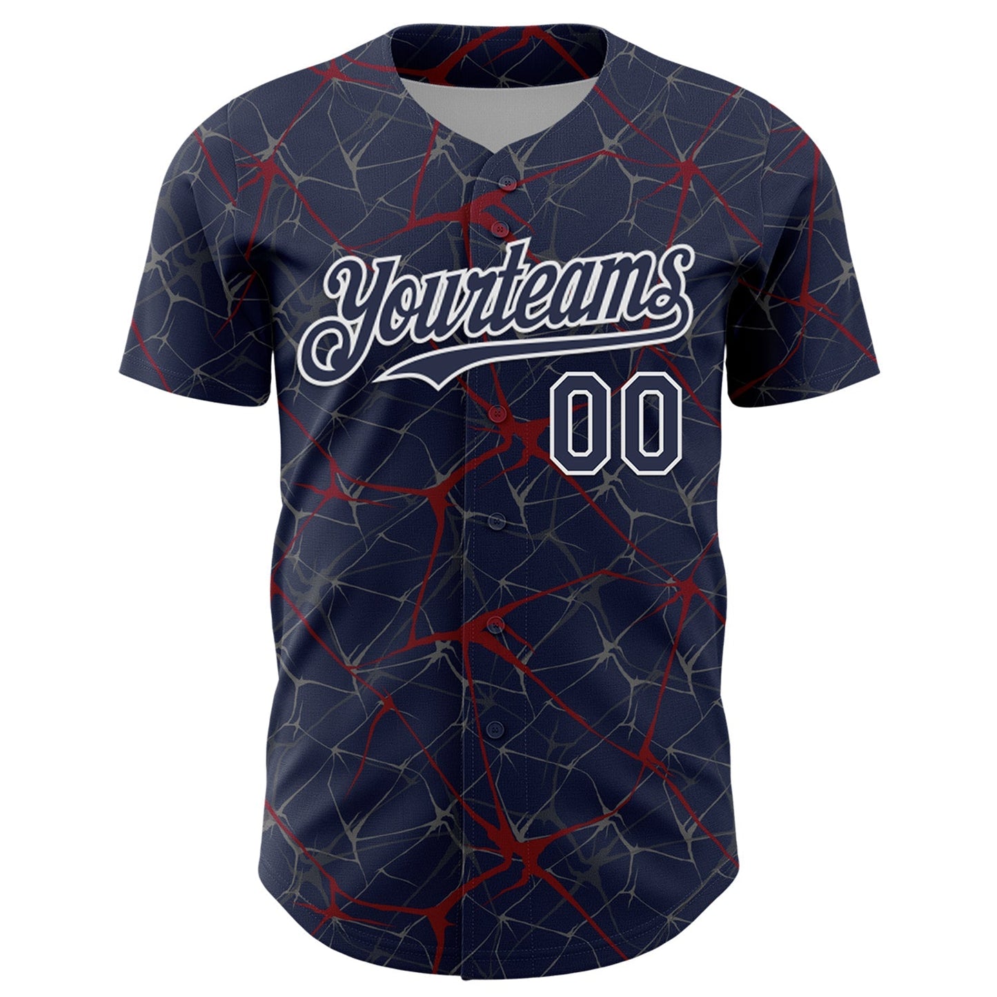Custom Navy Crimson-White 3D Pattern Design Abstract Network Authentic Baseball Jersey baseball jersey product view 2