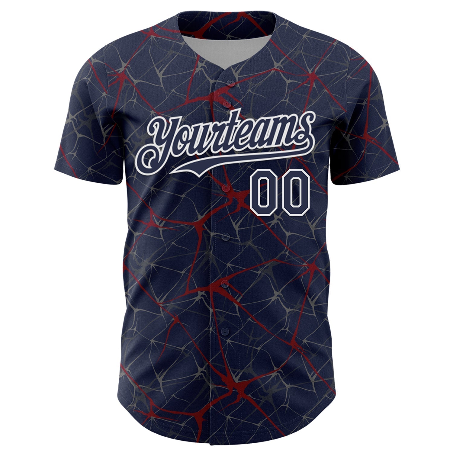 Custom Navy Crimson-White 3D Pattern Design Abstract Network Authentic Baseball Jersey baseball jersey product view 2