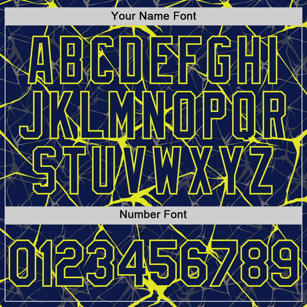 Custom Navy Neon Yellow 3D Pattern Design Abstract Network Authentic Baseball Jersey baseball jersey product view 5