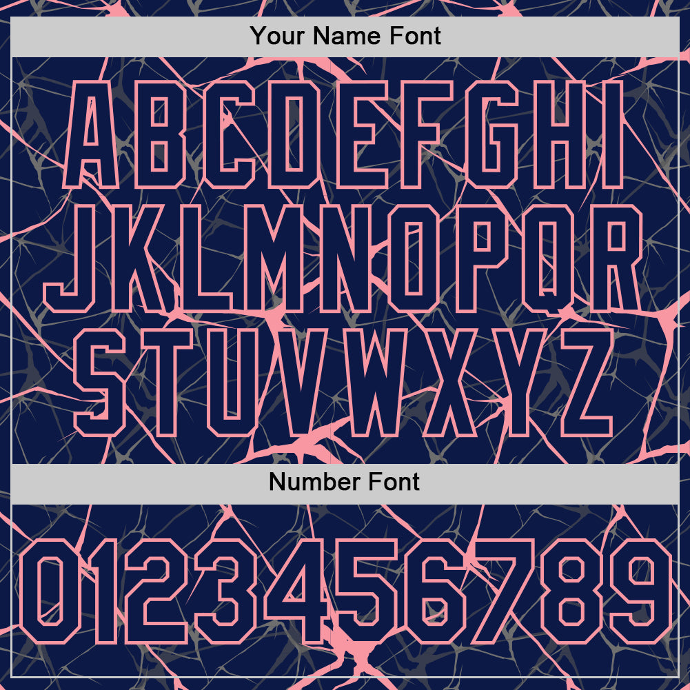 Custom Navy Medium Pink 3D Pattern Design Abstract Network Authentic Baseball Jersey baseball jersey product view 5