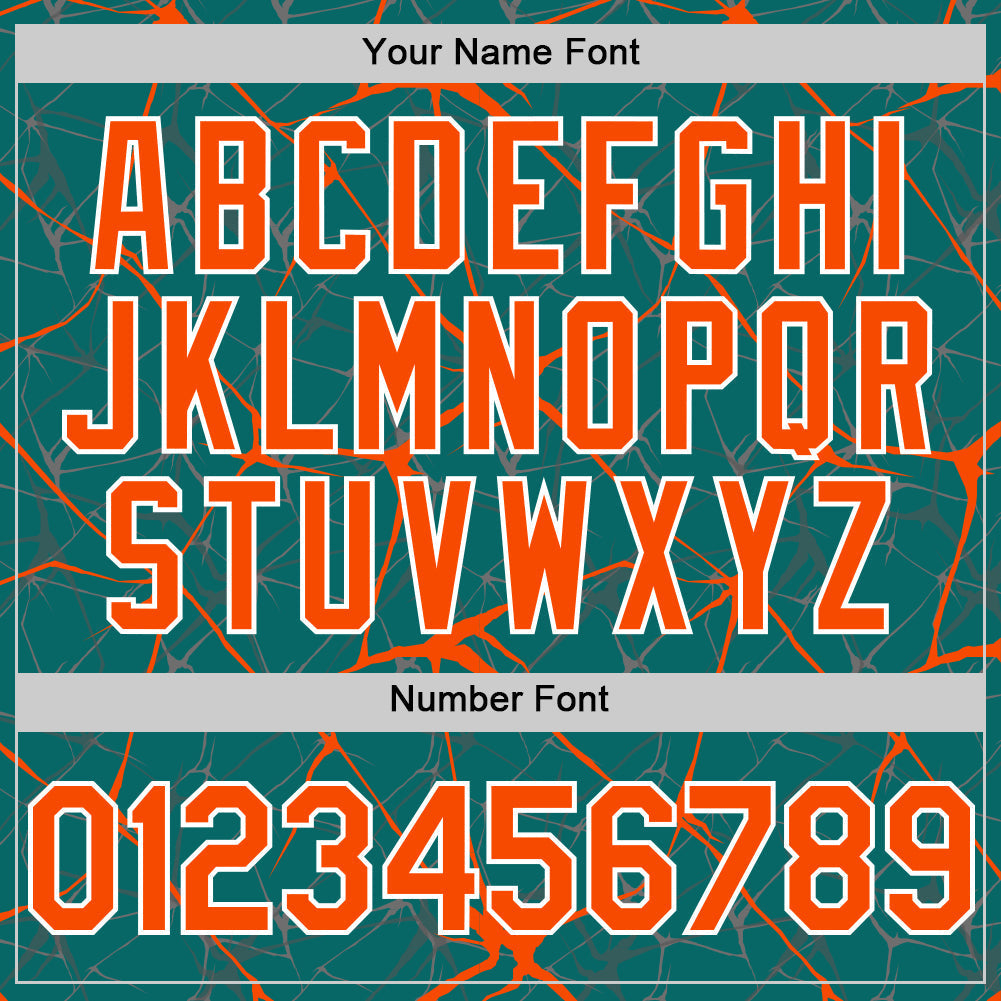 Custom Teal Orange-White 3D Pattern Design Abstract Network Authentic Baseball Jersey baseball jersey product view 5