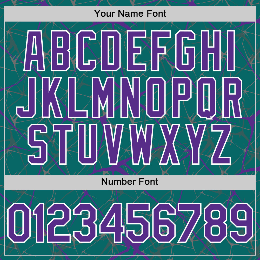 Custom Teal Purple-White 3D Pattern Design Abstract Network Authentic Baseball Jersey baseball jersey product view 5