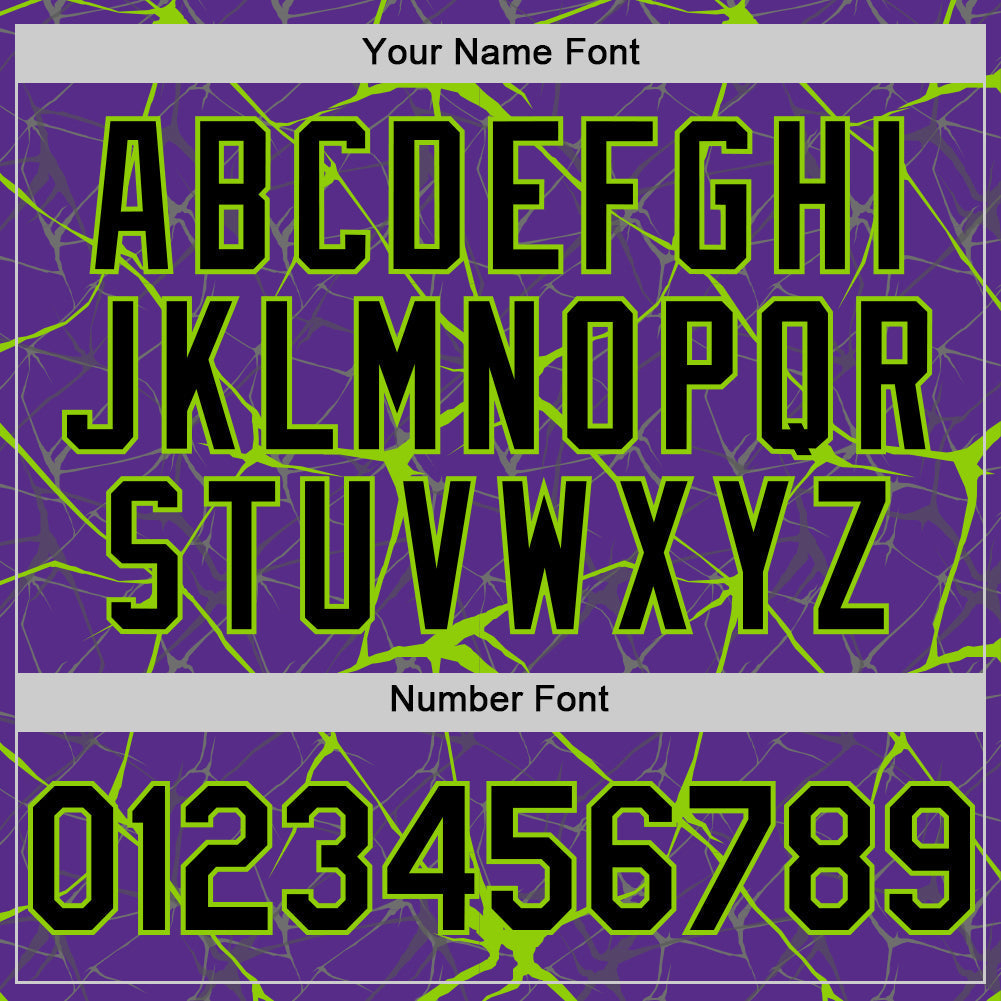 Custom Purple Black-Neon Green 3D Pattern Design Abstract Network Authentic Baseball Jersey baseball jersey product view 5