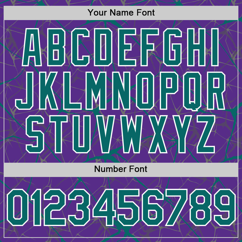 Custom Purple Teal-White 3D Pattern Design Abstract Network Authentic Baseball Jersey baseball jersey product view 5