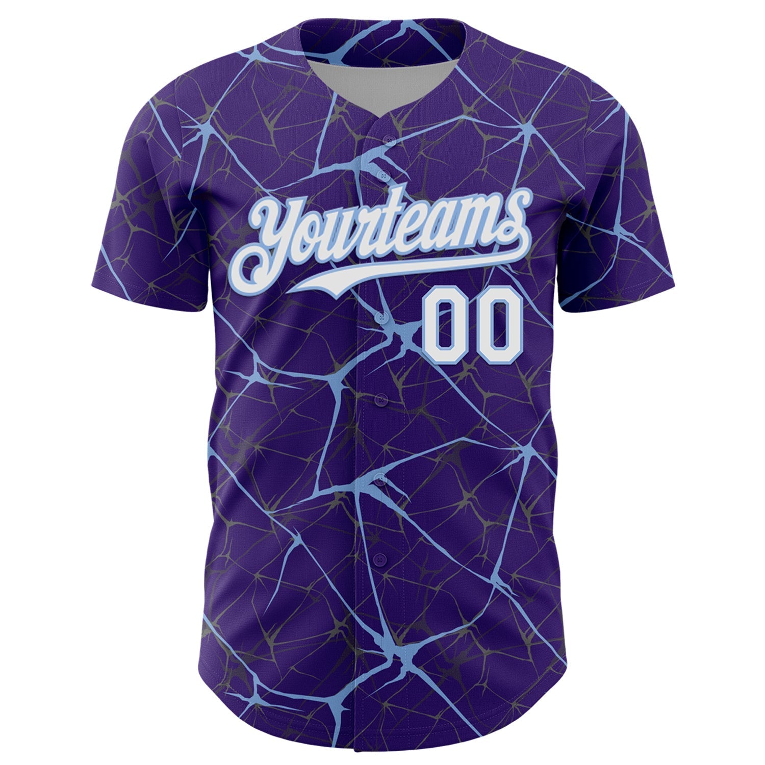 Custom Purple White-Light Blue 3D Pattern Design Abstract Network Authentic Baseball Jersey baseball jersey product view 2