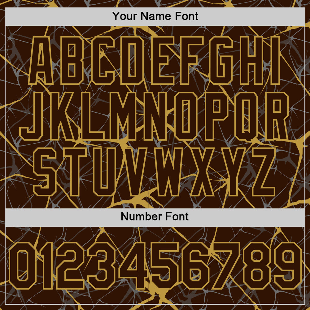 Custom Brown Old Gold 3D Pattern Design Abstract Network Authentic Baseball Jersey baseball jersey product view 5