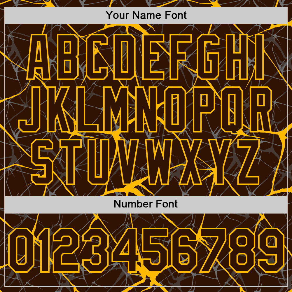 Custom Brown Gold 3D Pattern Design Abstract Network Authentic Baseball Jersey baseball jersey product view 5