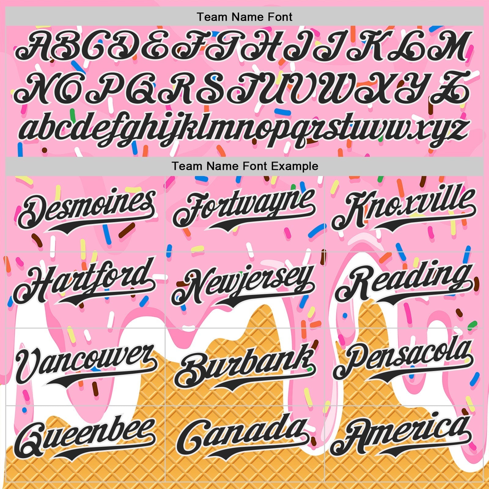 Custom Light Pink Black Yellow-White Foodie Food Dessert Melting Cream Waffle Grid Authentic Baseball Jersey baseball jersey product view 4