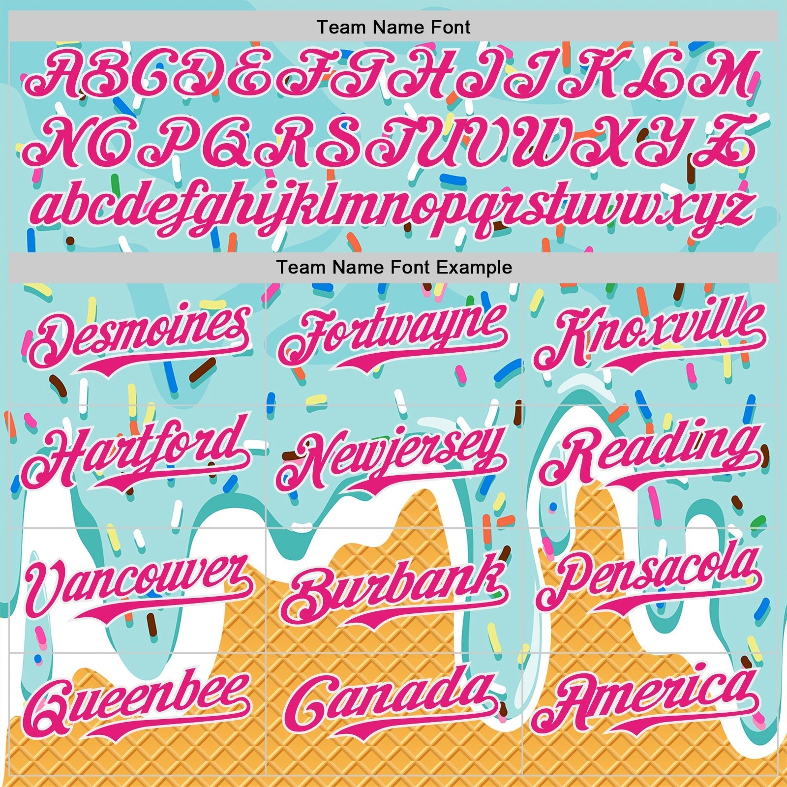 Custom Ice Blue Hot Pink Yellow-White Foodie Food Dessert Melting Cream Waffle Grid Authentic Baseball Jersey baseball jersey product view 4