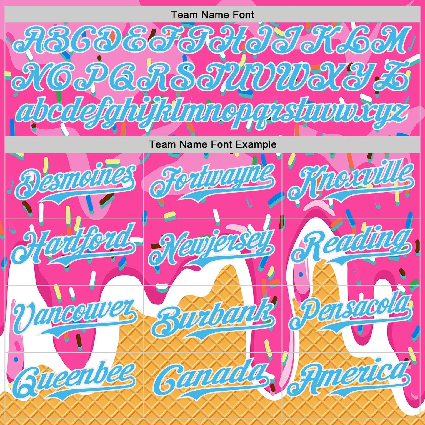 Custom Pink Sky Blue Yellow-White Foodie Food Dessert Melting Cream Waffle Grid Authentic Baseball Jersey baseball jersey product view 4