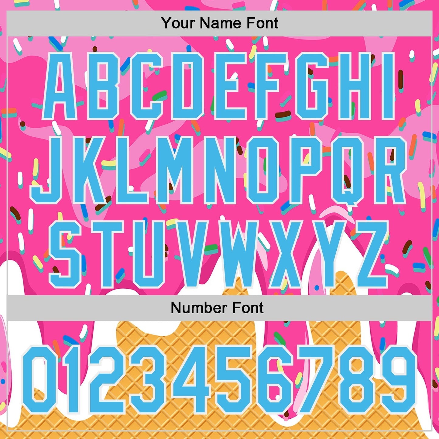 Custom Pink Sky Blue Yellow-White Foodie Food Dessert Melting Cream Waffle Grid Authentic Baseball Jersey baseball jersey product view 5